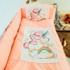 Комплект в кроватку 8 предметов сатин «Милашка Единорог розовая»