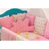 Комплект в кроватку 18 предметов бязь «Облачко» бело-розовые звезды
