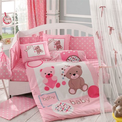 Детский комплект постельного белья поплин «Ponpon» розовый Hobby