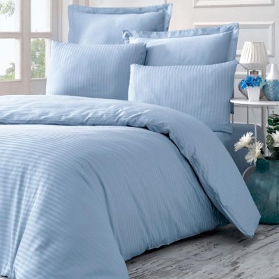 Комплект постельного белья сатин-жаккард «Line» евро | голубой | Victoria