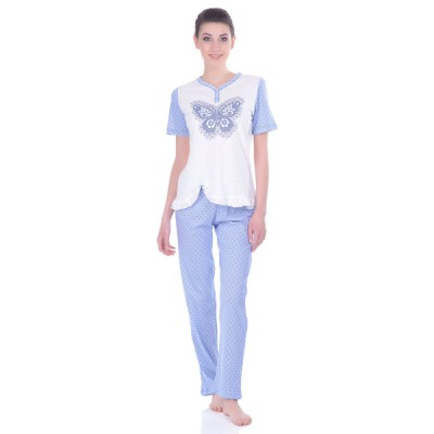 Комплект одежды «Butterfly» голубой (футболка штаны) Miss First