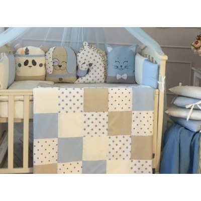 Комплект в детскую кроватку 6 предметов «Chudiki classic» голубой