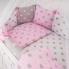 Комплект в овальную кроватку 7 предметов «Серо-розовые сердца»