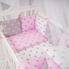 Комплект в детскую кроватку 6 предметов «Серо-розовые сердца»