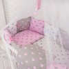 Комплект в овальную кроватку 6 предметов «Серо-розовые сердца»