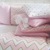 Комплект в детскую кроватку 6 предметов «Shine розовый зигзаг»