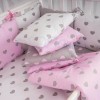 Комплект в кроватку с балдахином 7 предметов «Серо-розовые сердца»