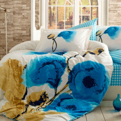 Комплект постельного белья поплин «Miray» голуб Hobby