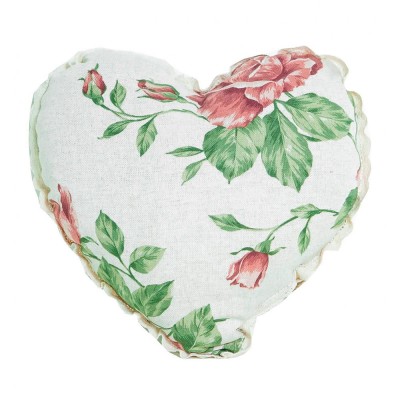 Подушка декор «Серце-Large pink Rose» с кружевом | Прованс