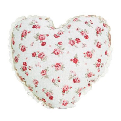 Подушка декор «Серце-Red Rose» с кружевом | Прованс