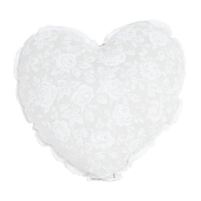 Подушка декор «Серце-White Rose» с кружевом | Прованс
