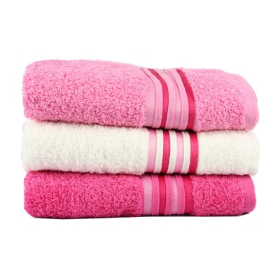 Набор полотенцев 3 шт. «Cotton» фуксия/розовый/крем | IzziHome - 70*140 см