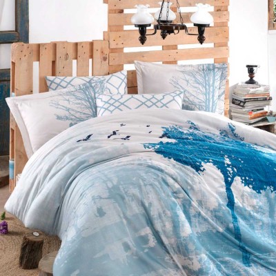 Комплект постельного белья сатин «Exclusive Sateen Alandra» голубой | Hobby