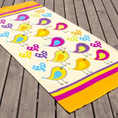 Полотенце пляжное велюр «Birds» желтый 75*150 | Lotus