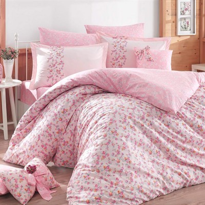 Комплект постельного белья поплин «Luisa» евро | розовый | Hobby