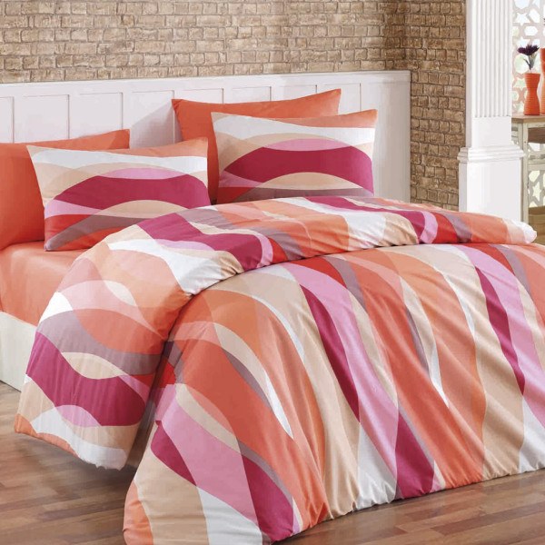Постельное белье Majoli ранфорс «fish-flock-orange»