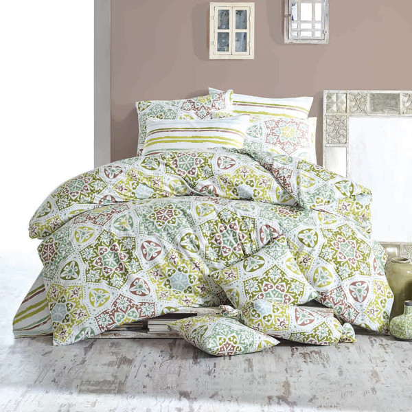 Постельное белье Majoli ранфорс «Ornament-Green»