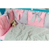Комплект в кроватку 11 предметов сатин «Шарм» серо-розовый