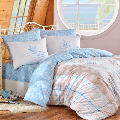Комплект постельного белья ранфорс «Fulvia» голубой | Hobby