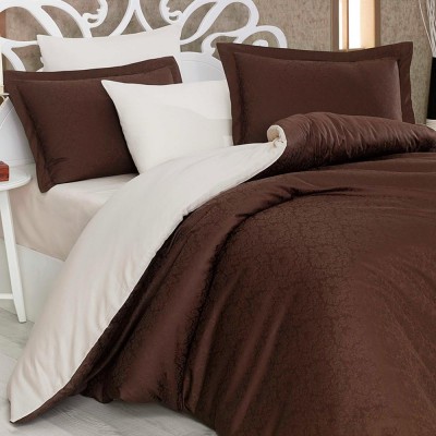 Комплект постельного белья сатин «Damask» полуторный | коричневый | Hobby