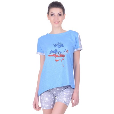 Комплект одежды «Usa» голубой (футболка шорты) Miss First