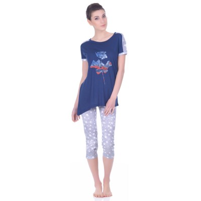 Комплект одежды «Usa» синий (футболка капри) Miss First