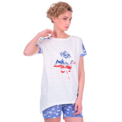 Комплект одежды «Usa» беж (футболка шорты) Miss First