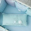 Комплект в кроватку с балдахином 7 предметов «Зайчики» голубой
