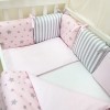 Комплект в кроватку с балдахином 7 предметов «Stars» розовый