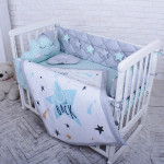 Комплект в детскую кроватку 5 предметов «Stich» мята