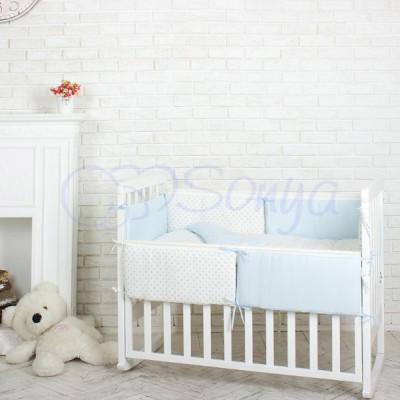 Комплект в детскую кроватку 6 предметов «Мечта» голубой