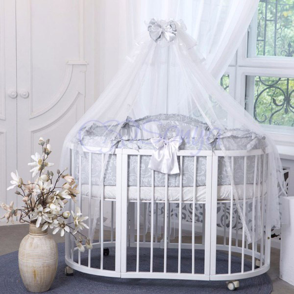 Комплект в овальную кроватку 7 предметов «All Baby» серый