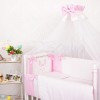 Комплект в кроватку с балдахином 7 предметов «Smile» розовый