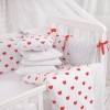 Комплект в кроватку с балдахином 7 предметов «Сердца красные»