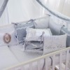 Комплект в детскую кроватку 6 предметов «Mon Cheri» серый