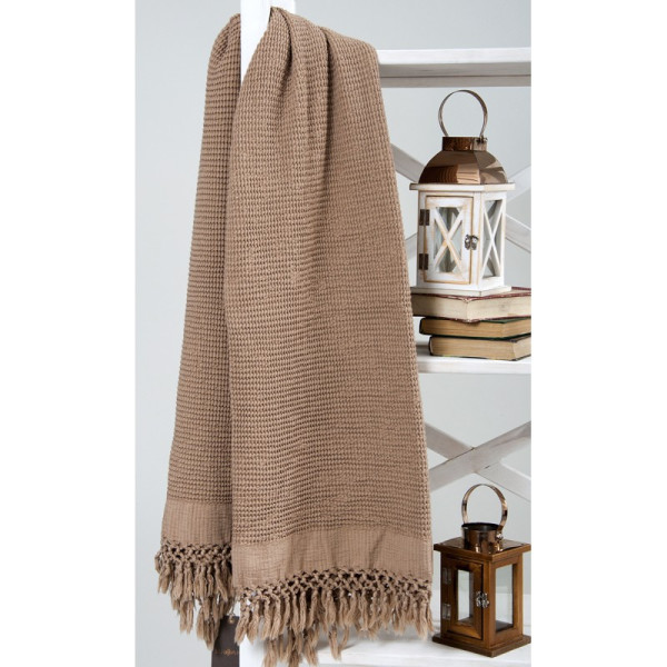Плед-накидка «Bohem fringes beige» Buldans