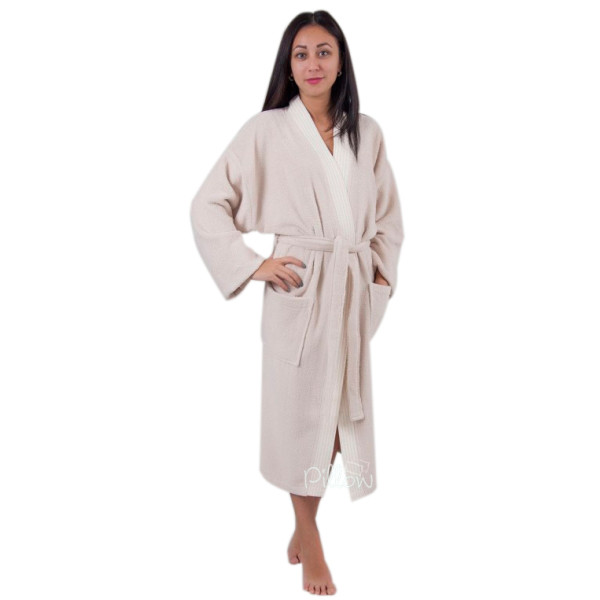 Халат махровый «52002 V2 - L/XL» бежевый | Deco Bianca