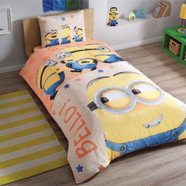 Детский комплект постельного белья ранфорс «Minions Bello» (простынь без резинки) TAC