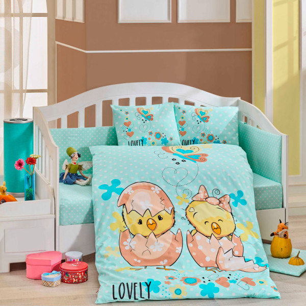 Детский комплект постельного белья поплин «Lovely» мятный Hobby