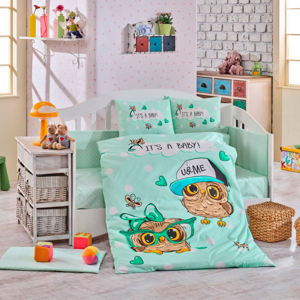 Детский комплект постельного белья поплин «Cool Baby» мятный Hobby