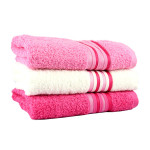 Набор полотенцев 3 шт. «Cotton» фуксия/розовый/крем | IzziHome - 70*140 см