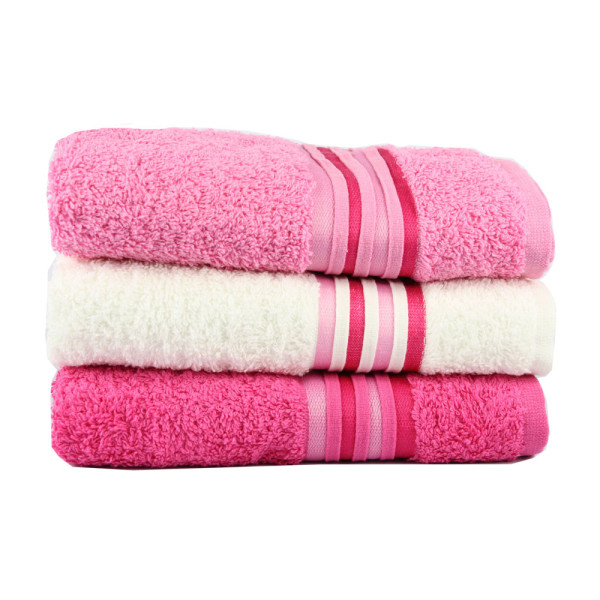 Набор полотенцев 3 шт. «Cotton» фуксия/розовый/крем | IzziHome - 50*90 см