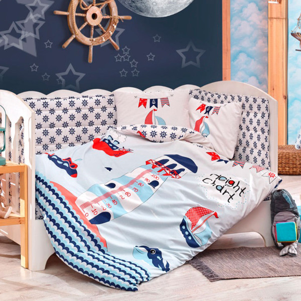 Детский комплект постельного белья поплин «Baby Sailor» голуб Hobby