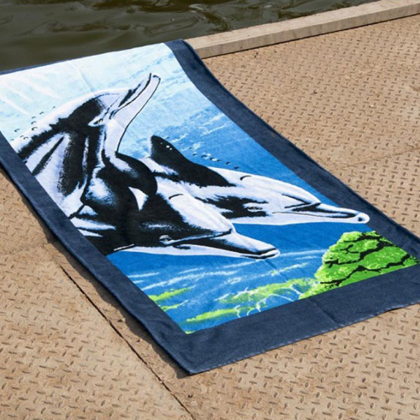 Полотенце пляжное велюр «Dolphins» 75*150 | Lotus
