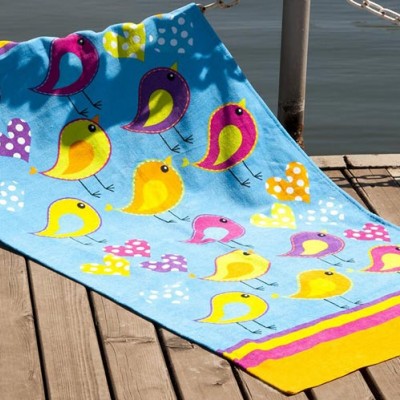 Полотенце пляжное велюр «Birds» оранжевый 75*150 | Lotus