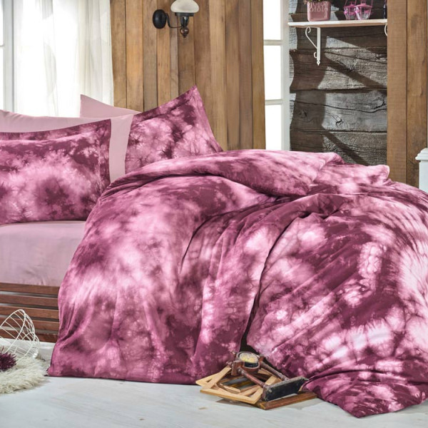 Комплект постельного белья поплин «Batik Gizem» бордовый | Hobby